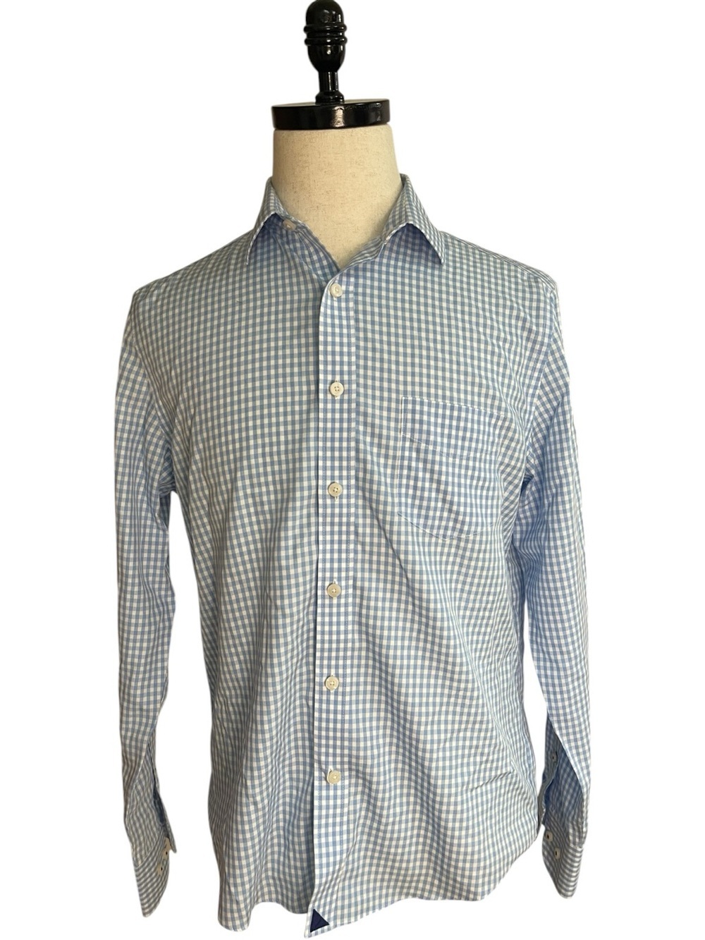 UNTUCKit Lawrence Wrinkle Free Slim Fit Button Down Shirt Light Blue Gingham